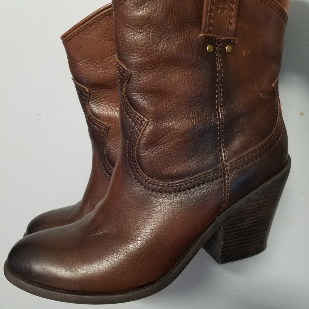 Lucky brand brown leather boots, size 8 usa